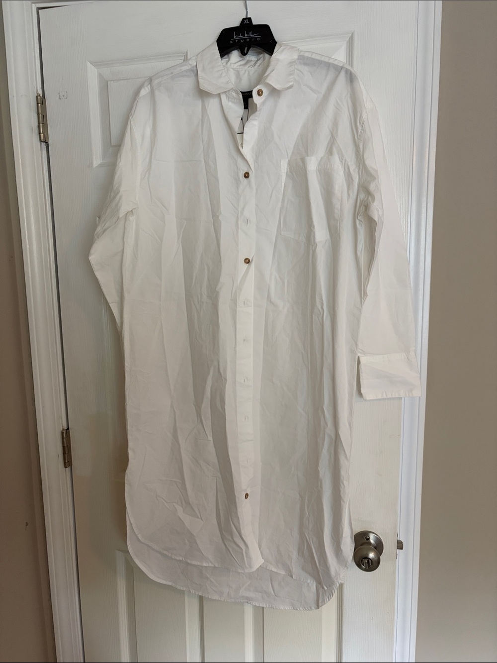 Banana Republic White Longline Button-Front Shirt Dress